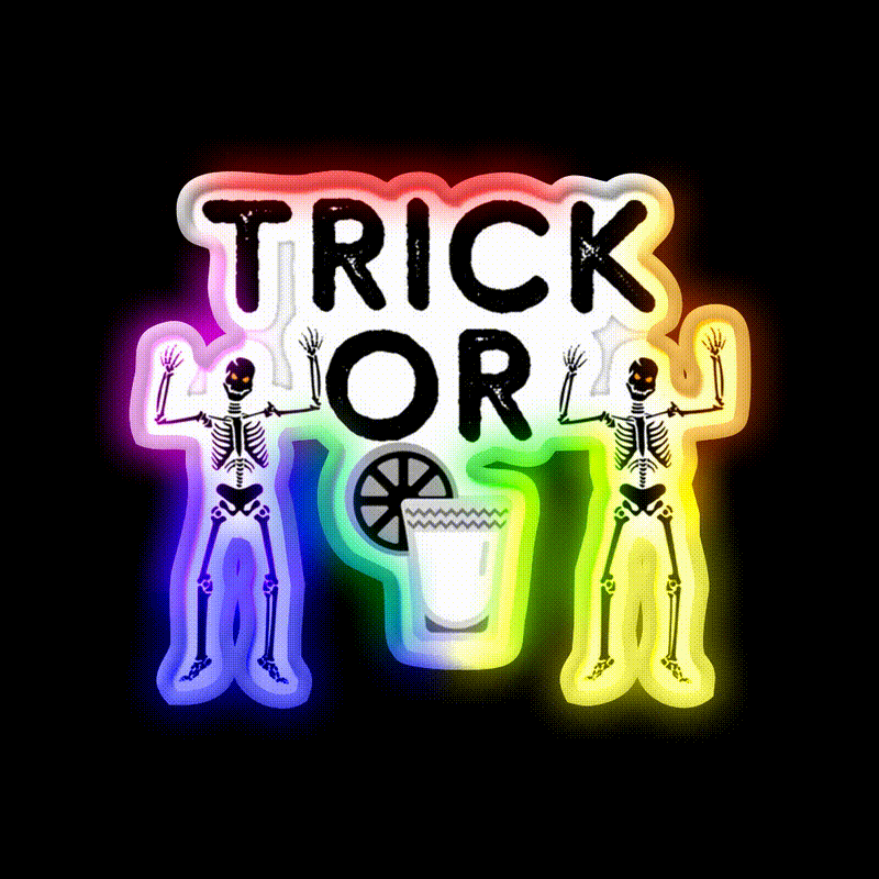 Trick Or Tequila Party Drink Tequila Led Neon Sign Wall Light Rgb Color - LED neon sign close-up detail