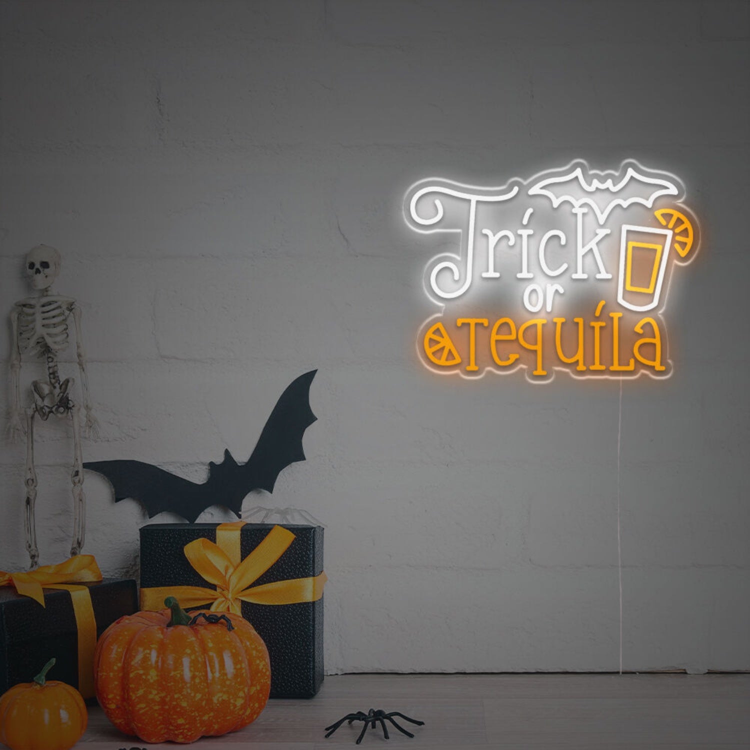 Trick Or Tequila With Halloween Bat Led Neon Sign | Shineneon