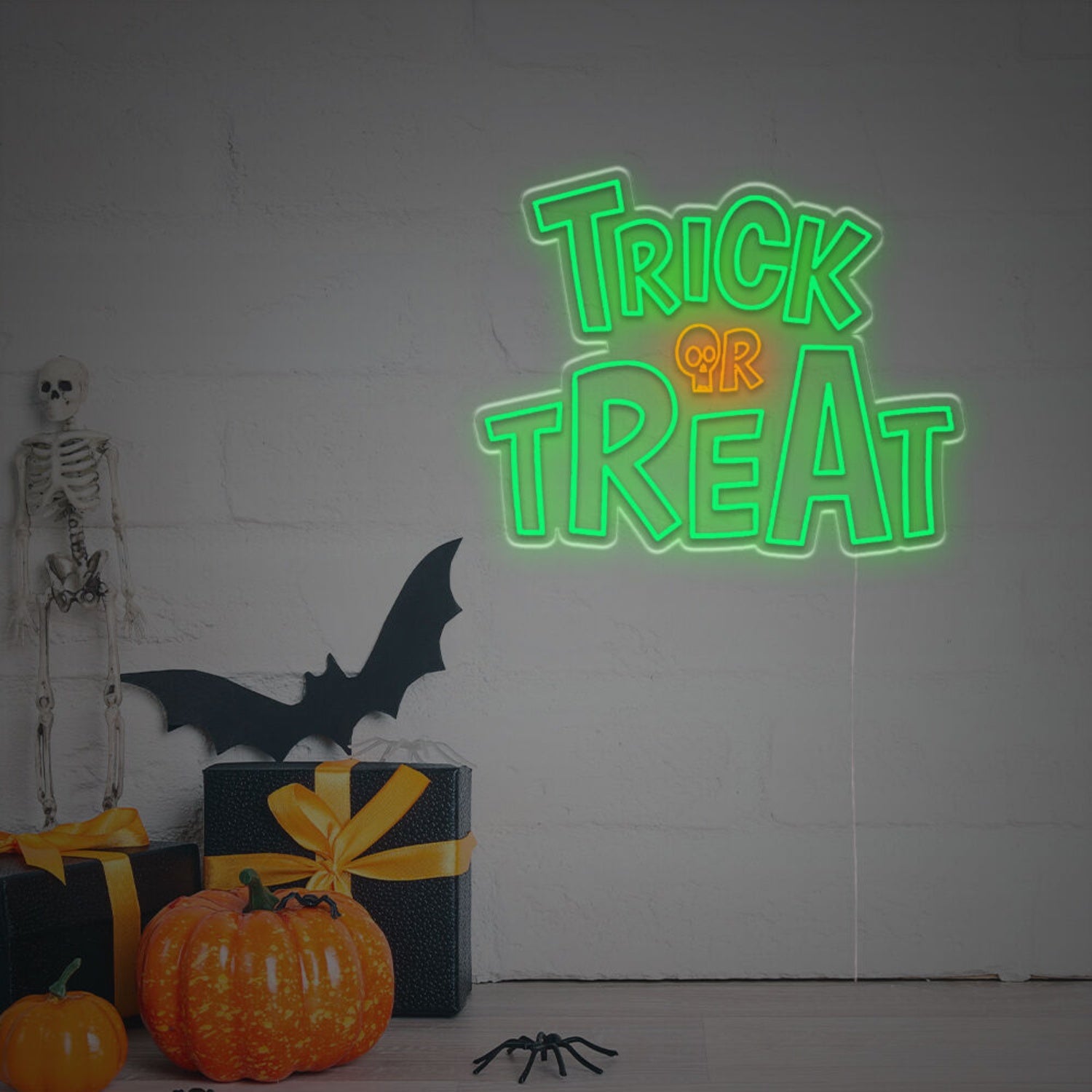 Trick Or Treat With Skull Led Neon Sign | Shineneon