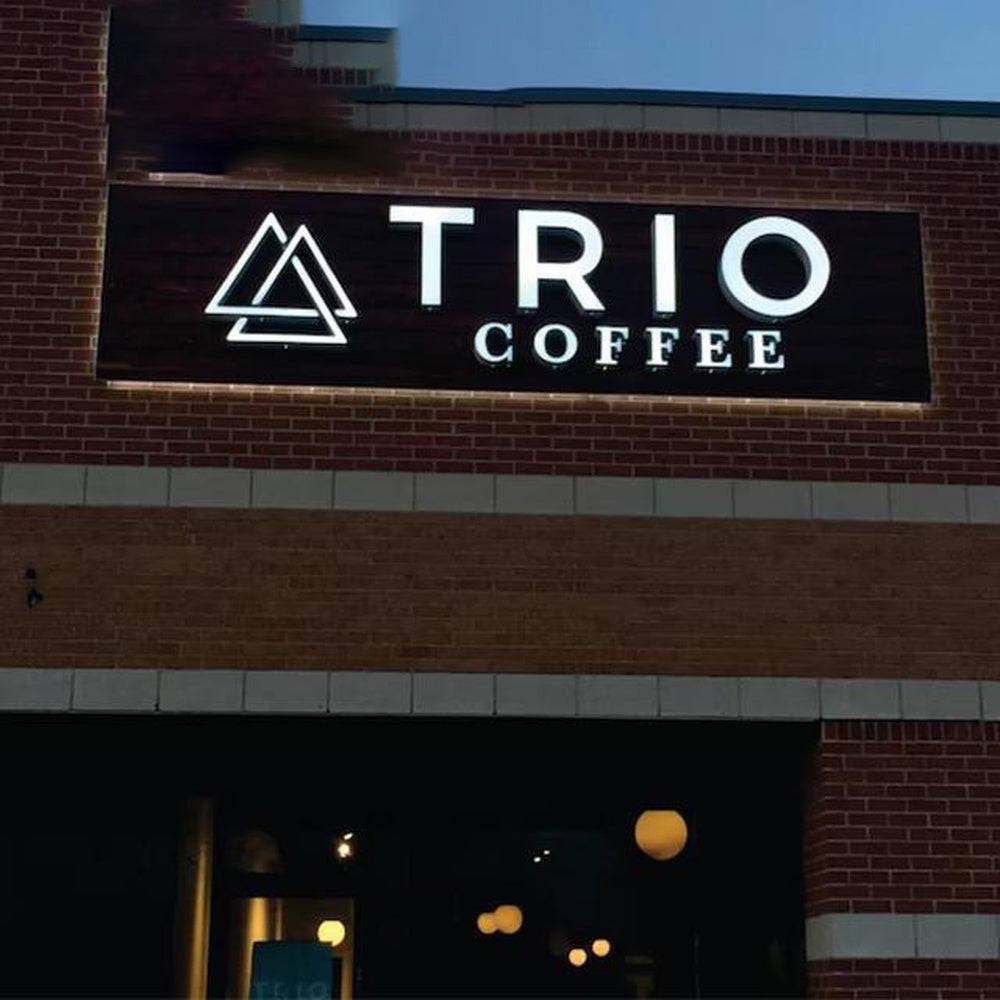 Trio Coffee With Logo 3D Frontlit Letters Metal Led Sign
