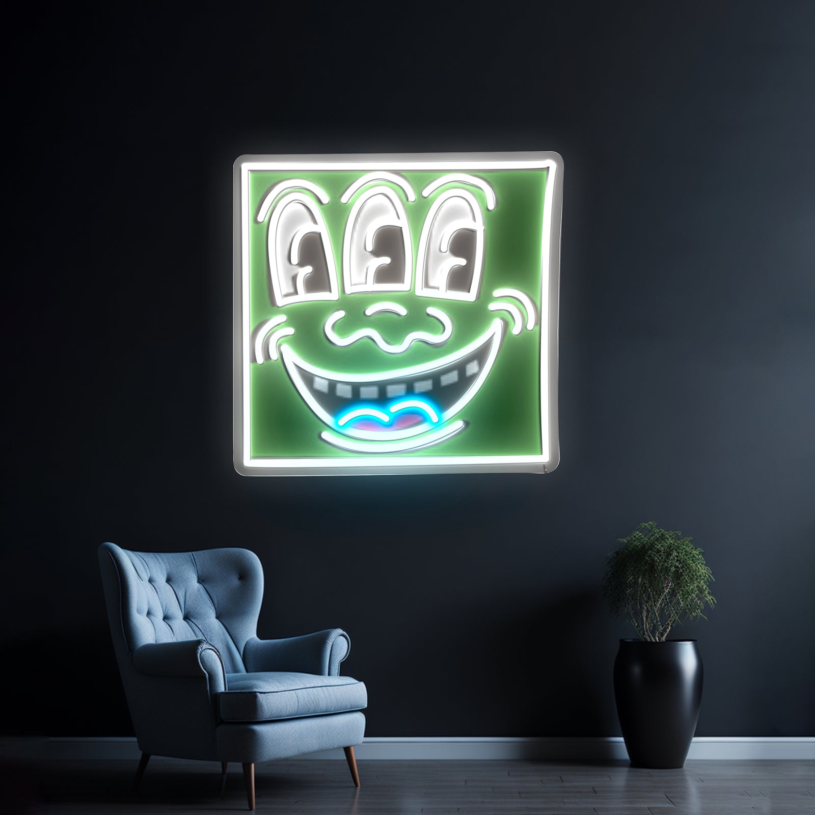 Triple Eyes Smiling Asthetic Neon Sign Artwork For Sale | Shineneon