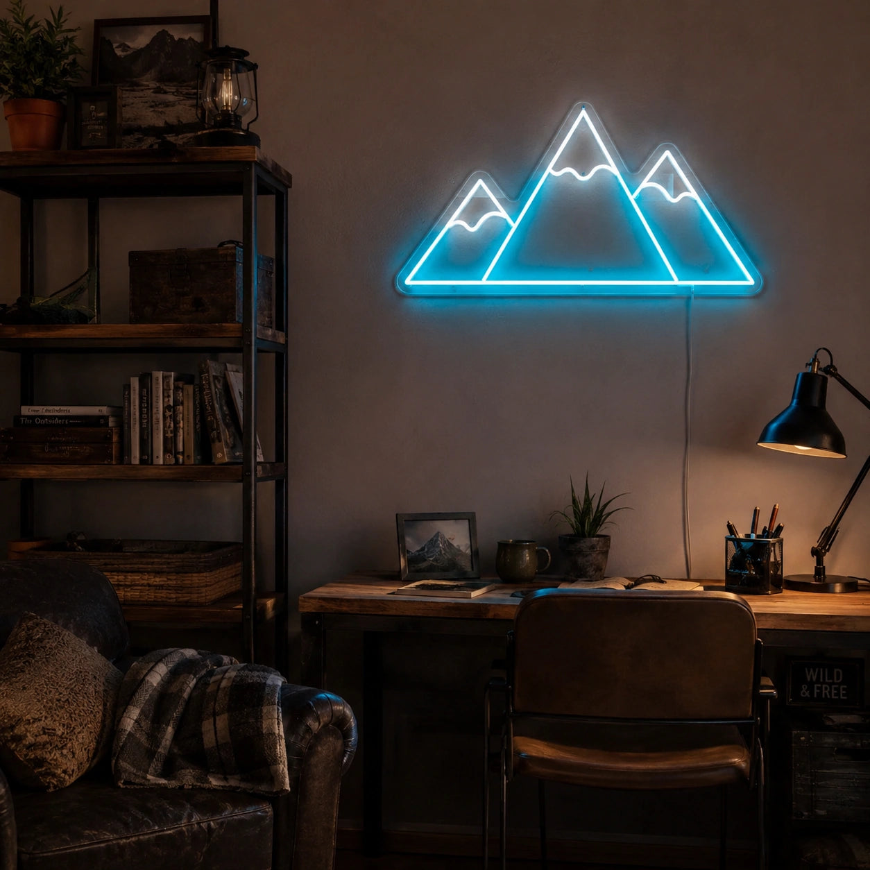 Triple Mountain Neon Sign LED Neon Sign real lifestyle scene