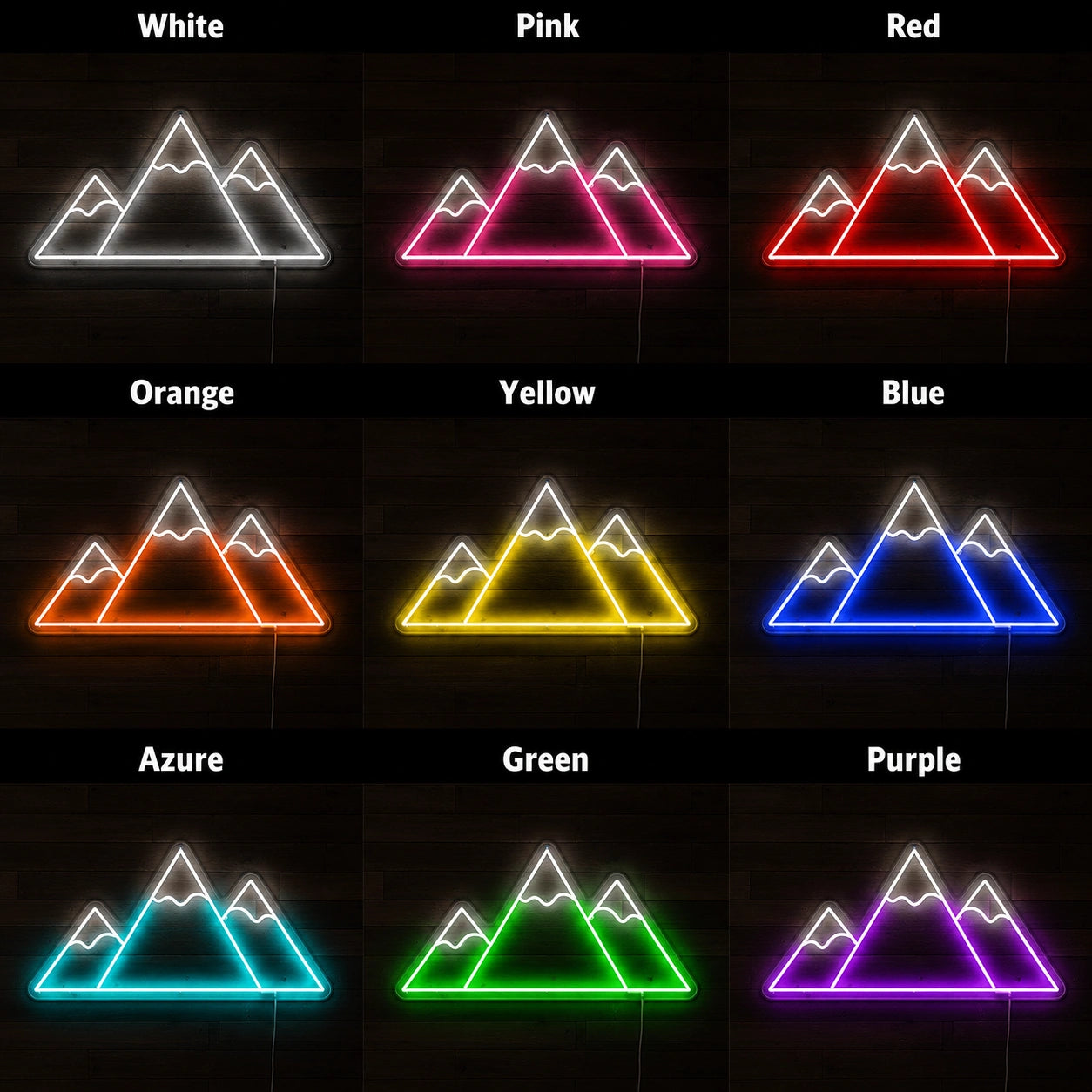 Triple Mountain Neon Sign LED Neon Sign color grid