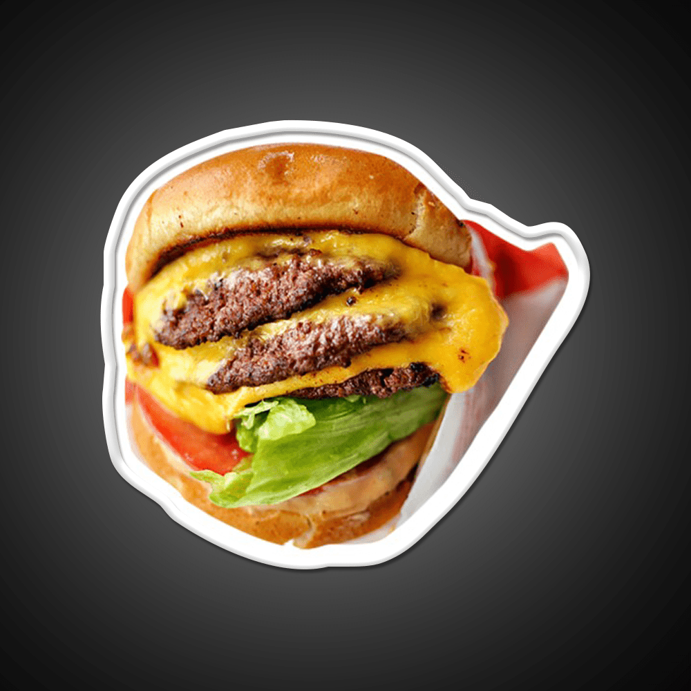 Tripple Double Fast Food Led Neon Sign For Burger Place Rgb Color - Shineneon