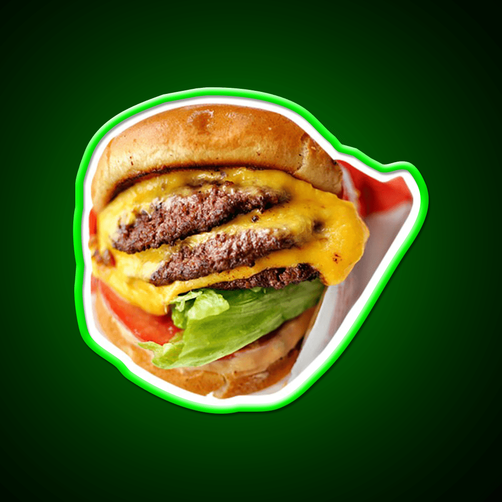 Tripple Double Fast Food Led Neon Sign For Burger Place Rgb Color - Shineneon