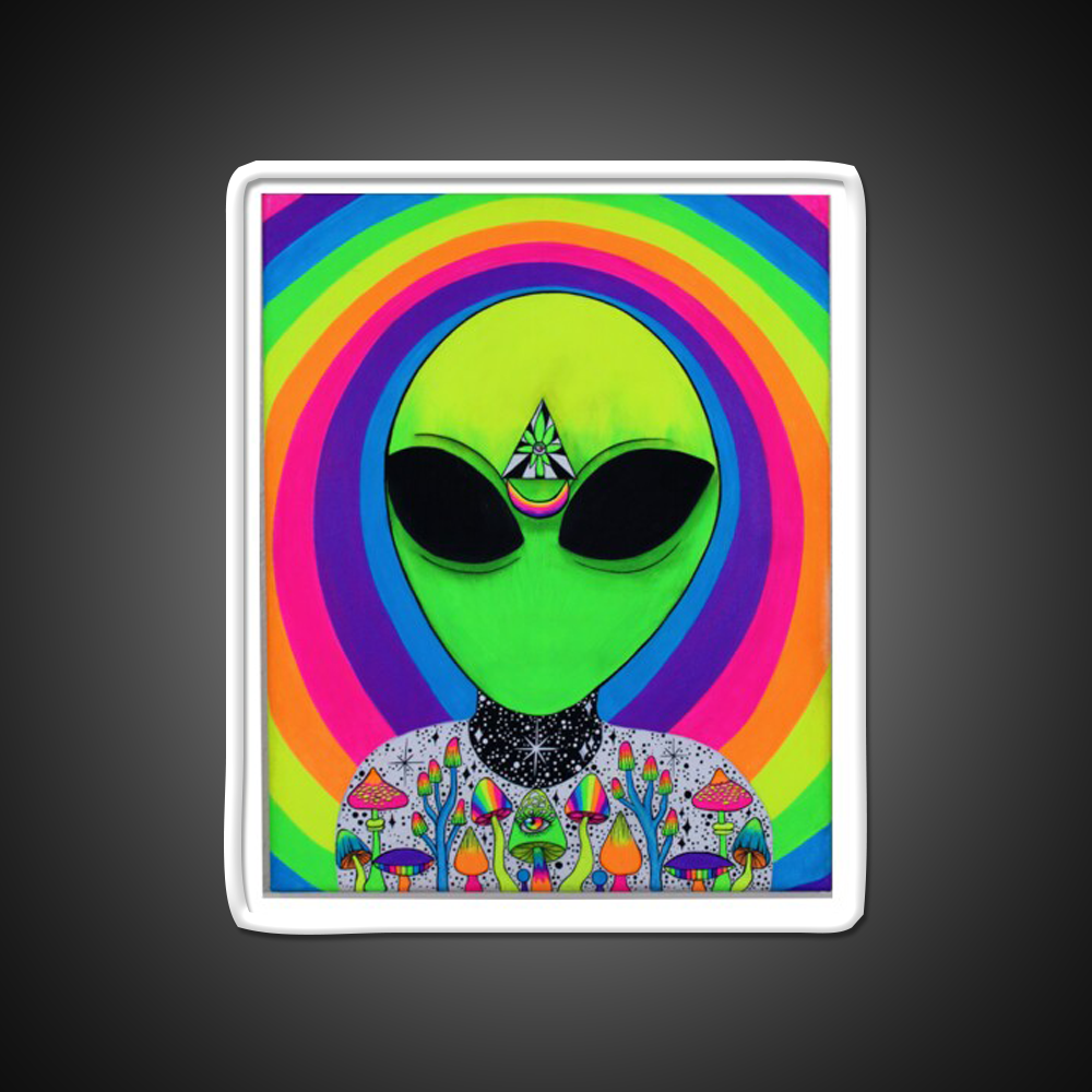 Trippy Colorful Alien Hemp Inspired Green Leaf Led Neon Sign Rgb Color - LED neon sign view 11