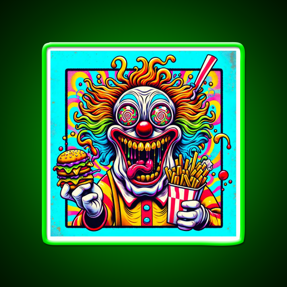 Trippy Insane Fast Food Clown Fast Food Led Neon Sign For Burger Place Rgb Color - Shineneon