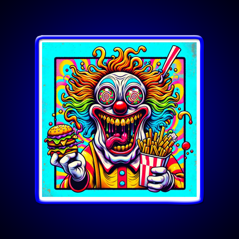 Trippy Insane Fast Food Clown Fast Food Led Neon Sign For Burger Place Rgb Color - Shineneon