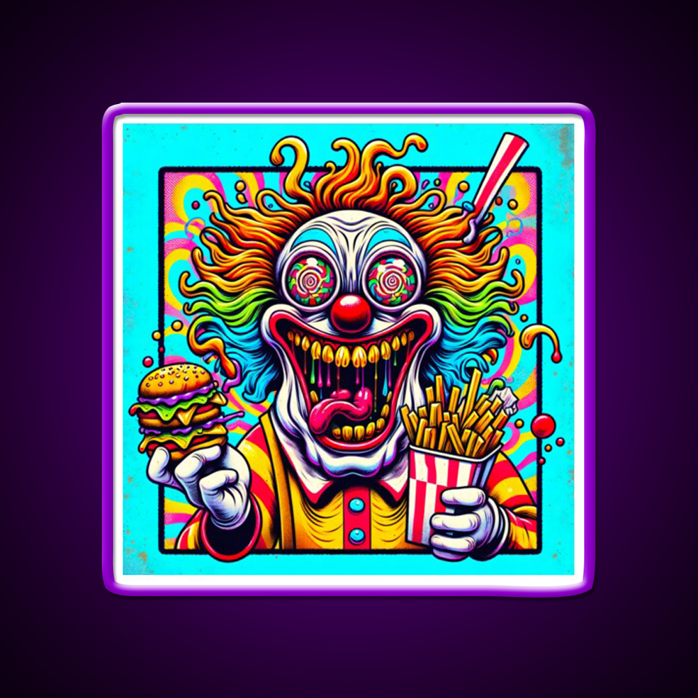 Trippy Insane Fast Food Clown Fast Food Led Neon Sign For Burger Place Rgb Color - Shineneon
