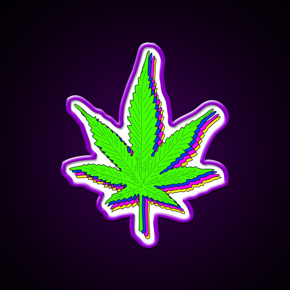 Trippy Weed Leaf Hemp Inspired Green Leaf Led Neon Sign Rgb Color - LED neon sign view 9