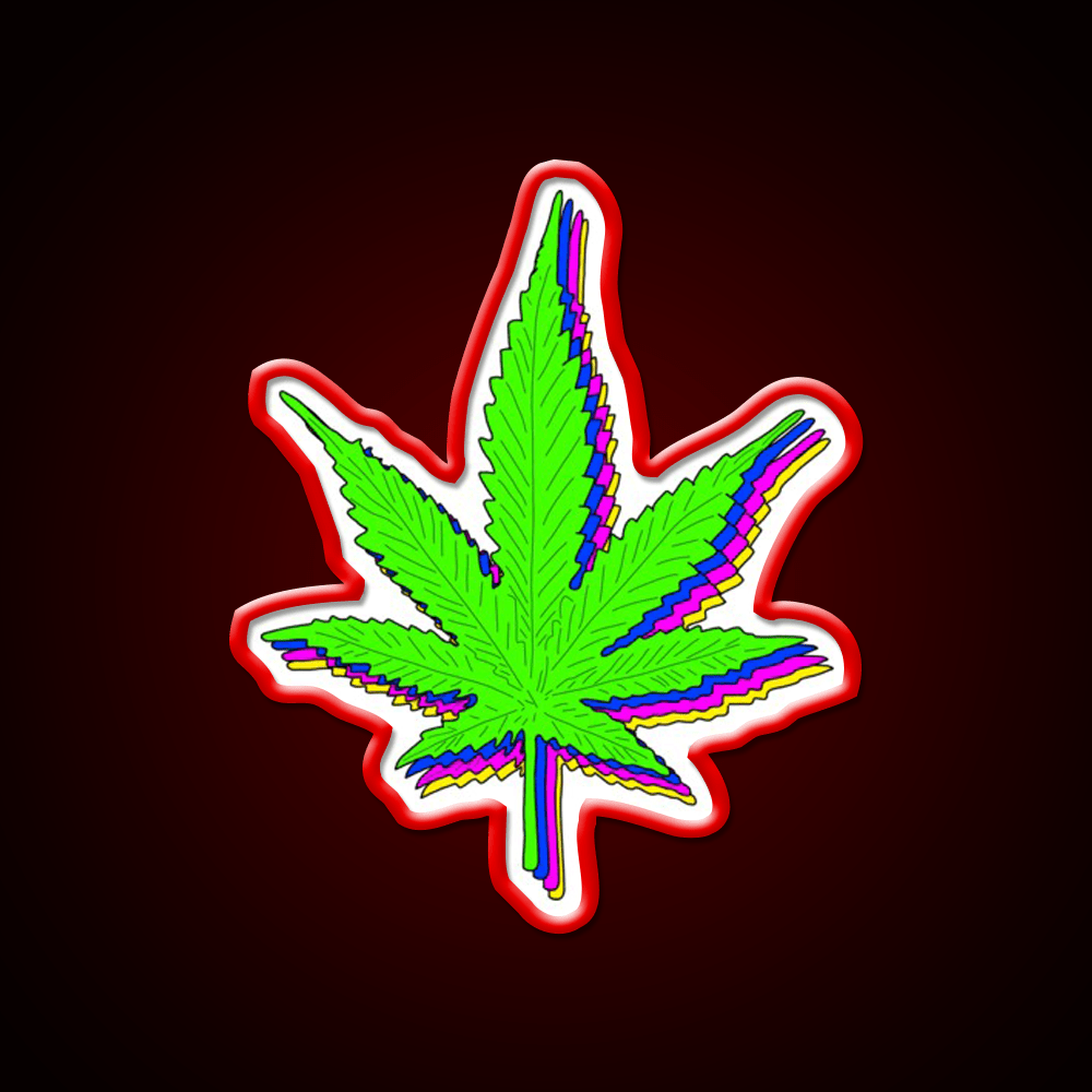Trippy Weed Leaf Hemp Inspired Green Leaf Led Neon Sign Rgb Color - Shineneon