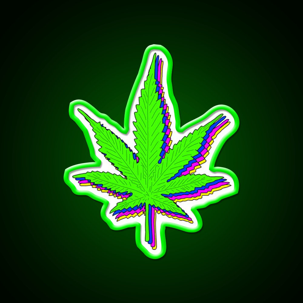 Trippy Weed Leaf Hemp Inspired Green Leaf Led Neon Sign Rgb Color - Shineneon