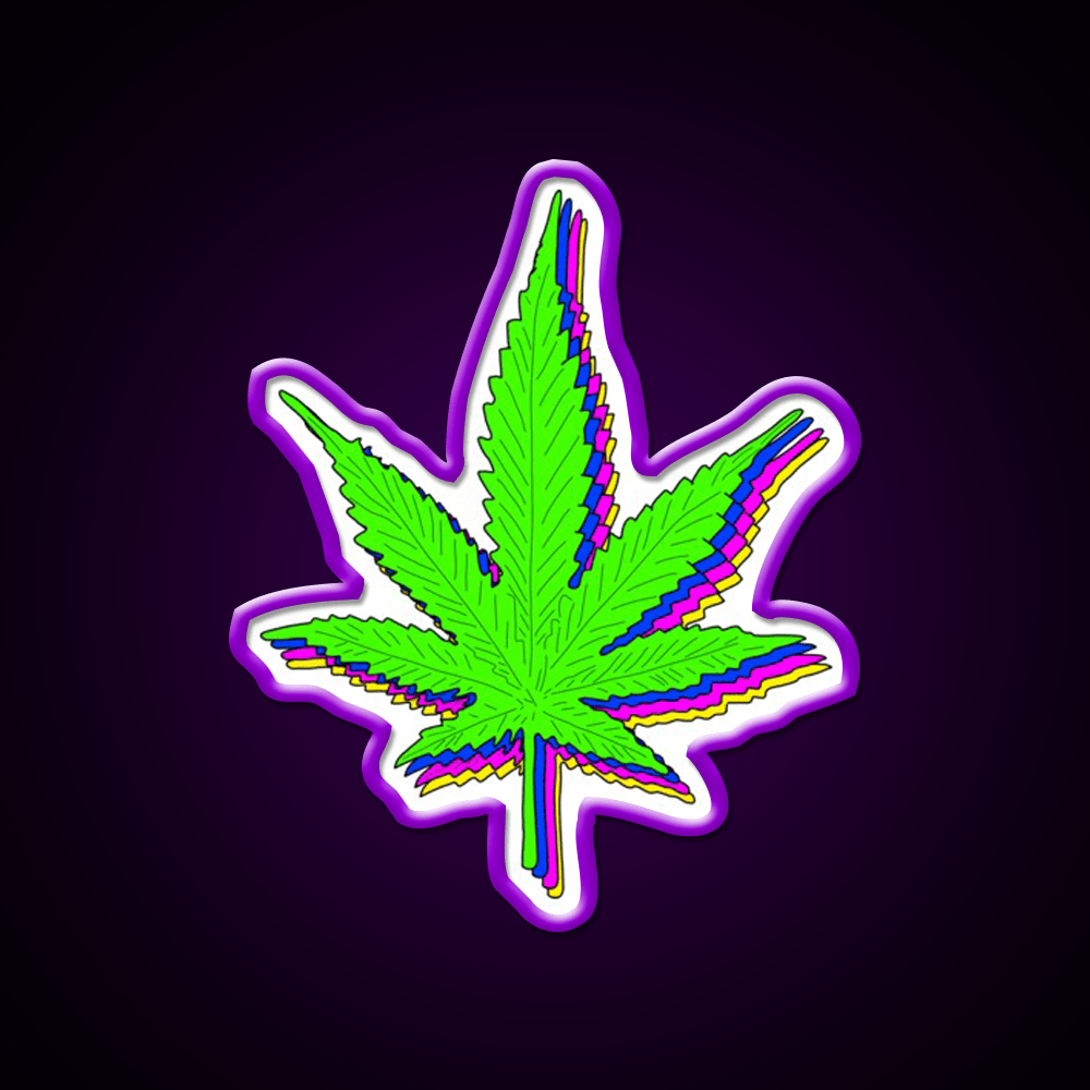 Trippy Weed Leaf Hemp Inspired Green Leaf Led Neon Sign Rgb Color - Shineneon