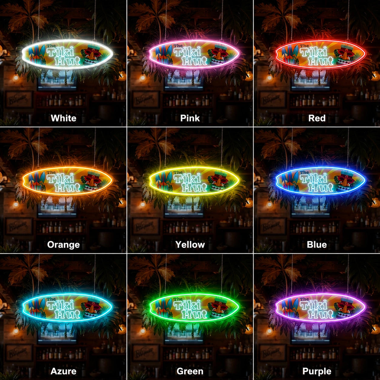Tropical Bar Hanging Neon Sign LED Neon Sign color grid