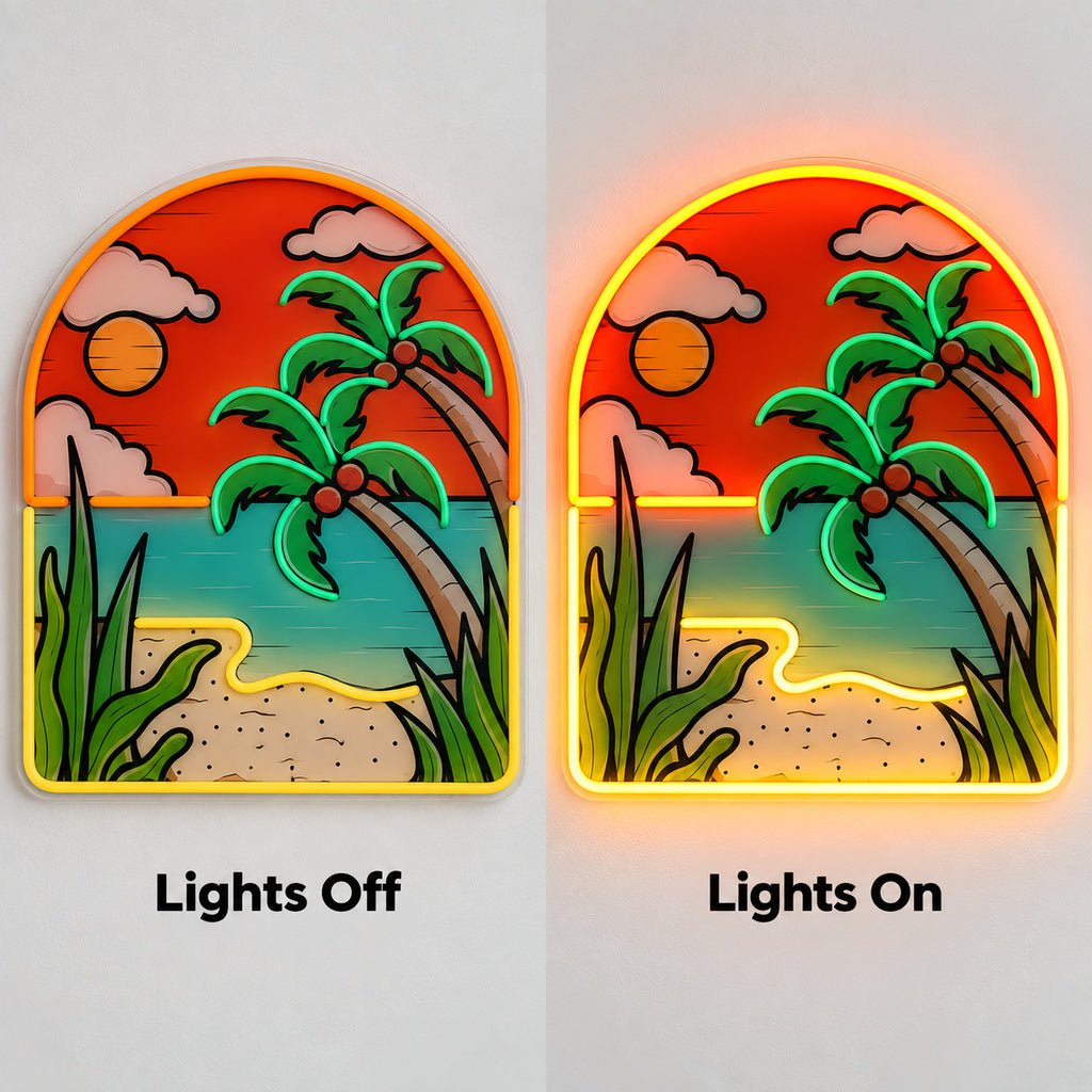 Tropical Beach Sunset LED Neon Sign - Shineneon