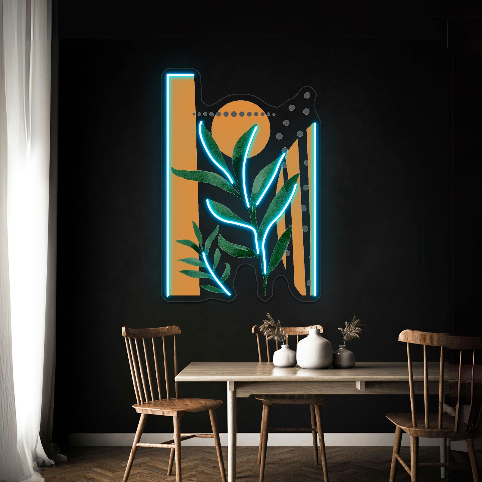 Tropical Boho Geometry Art Orange Faded Sun Wall Artwork Neon Signs | Shineneon