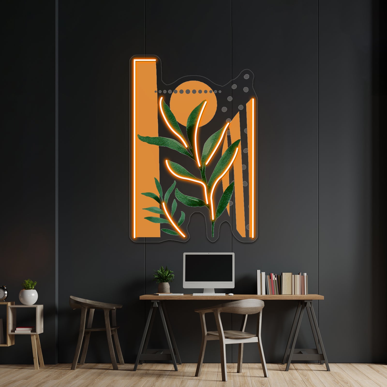 Tropical Boho Geometry Art Orange Faded Sun Wall Artwork Neon Signs | Shineneon