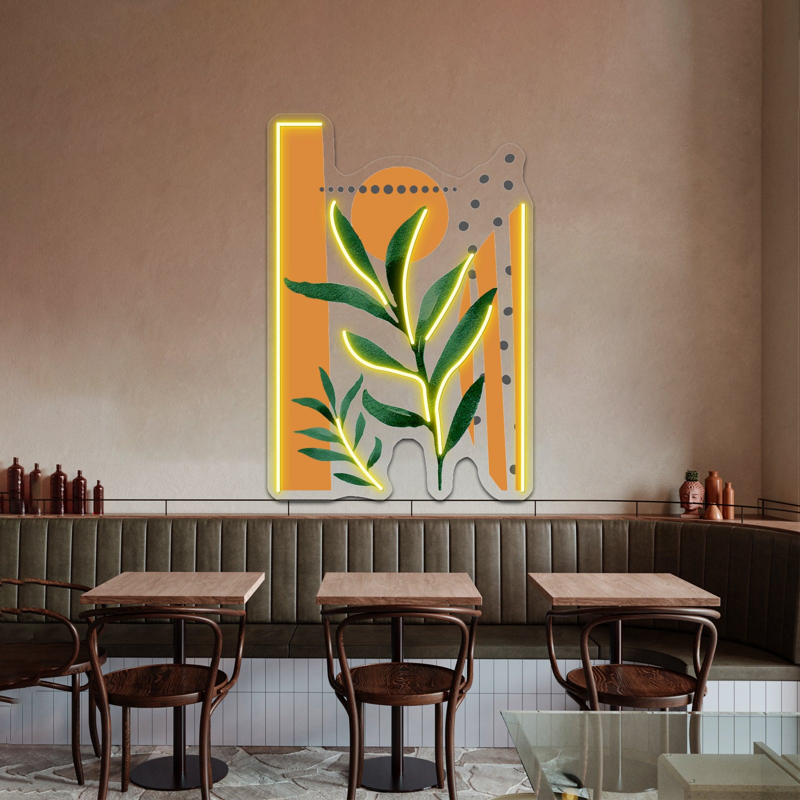 Tropical Boho Geometry Art Orange Faded Sun Wall Artwork Neon Signs | Shineneon