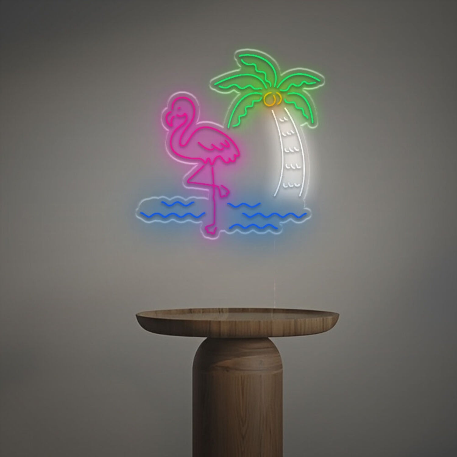 Tropical Coconut Tree And Flamingo Led Neon Sign Bars - Shineneon
