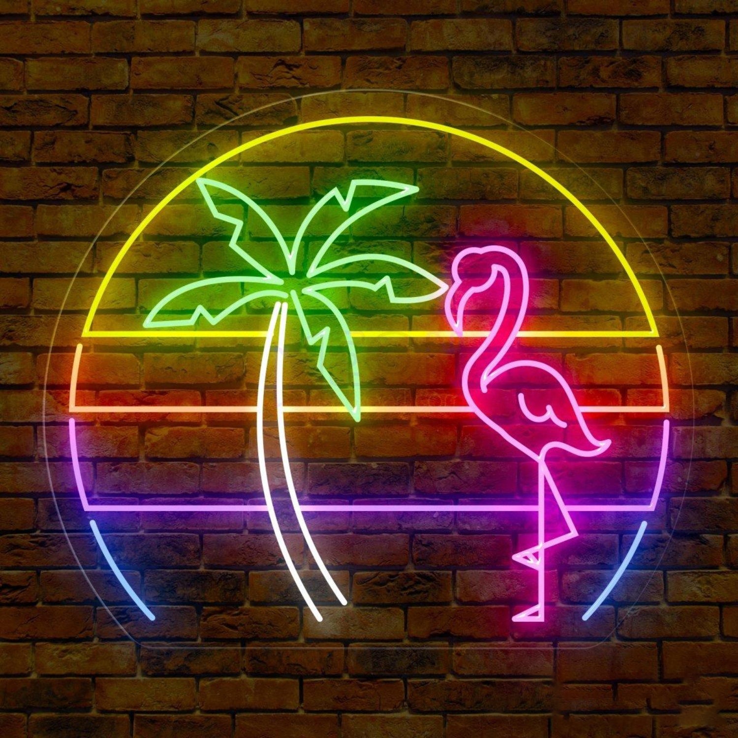 Tropical Flamingo Palm Tree Led Neon Sign For Indoor Wall Decor Home Bar Cafe | Shineneon