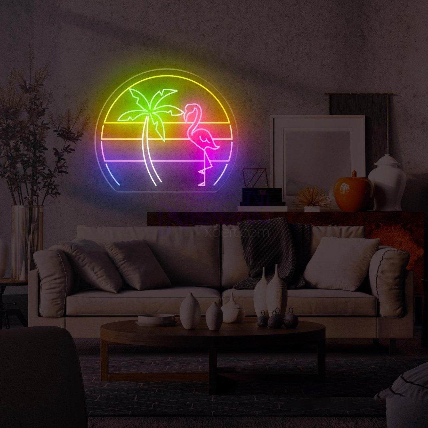 Tropical Flamingo Palm Tree Led Neon Sign For Indoor Wall Decor Home Bar Cafe | Shineneon