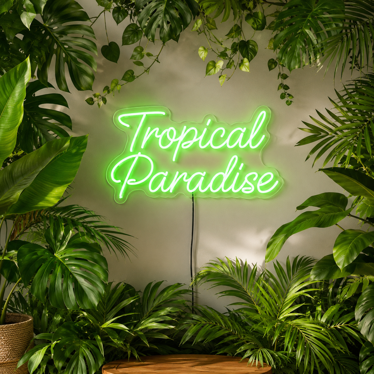 Tropical Paradise LED Neon Sign Wall Art Tropical Neon Wall Sign Jungle Leaves main product image