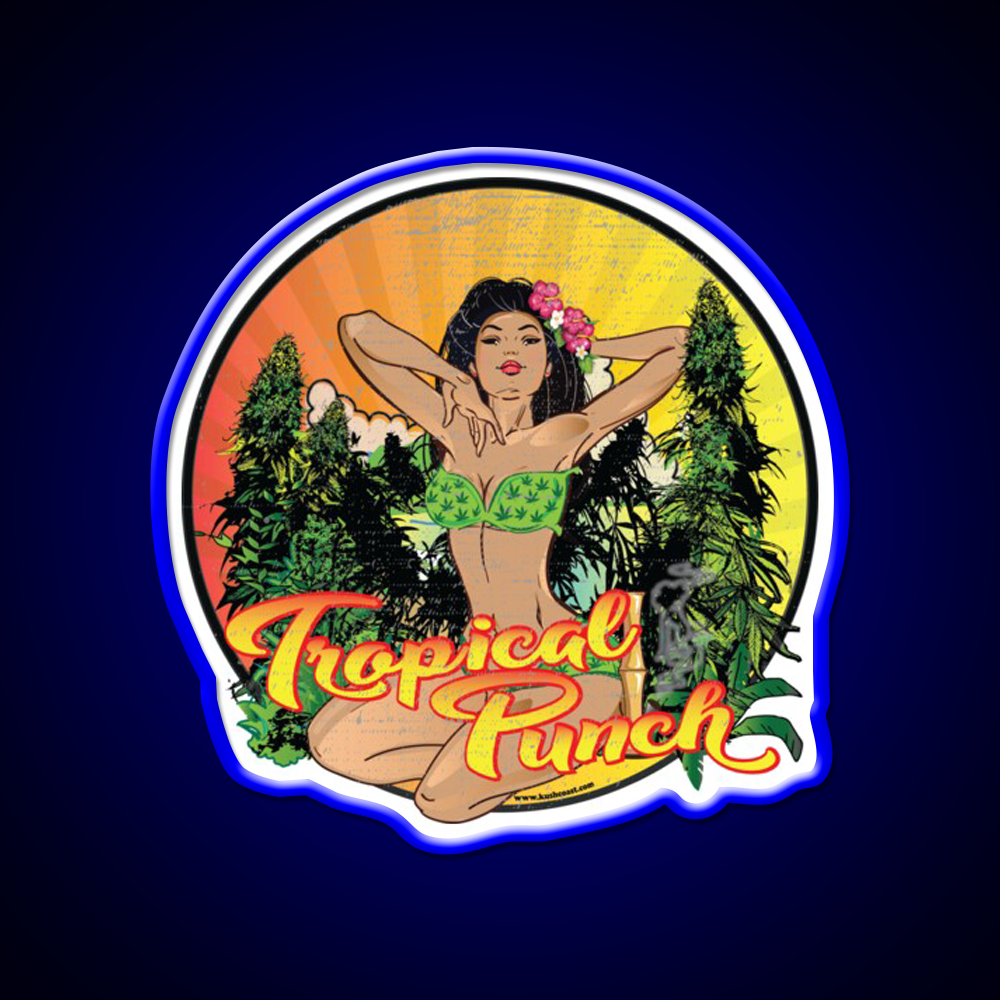 Tropical Punch Strain Art Hemp Inspired Green Leaf Led Neon Sign Rgb Color - LED neon sign view 5
