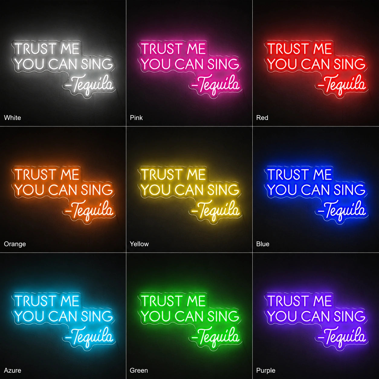 Trust Me Tequila Neon Sign LED Neon Sign color grid