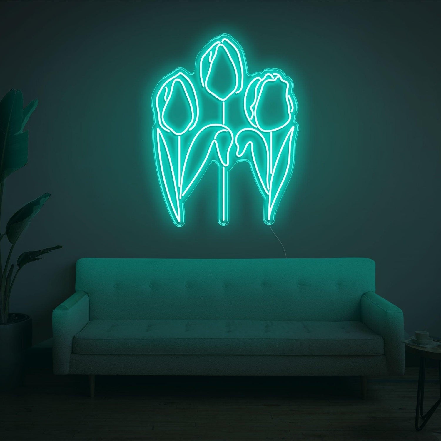 Tulip Trio Bright Green Led Neon Sign For Modern Indoor Wall Decor | Shineneon