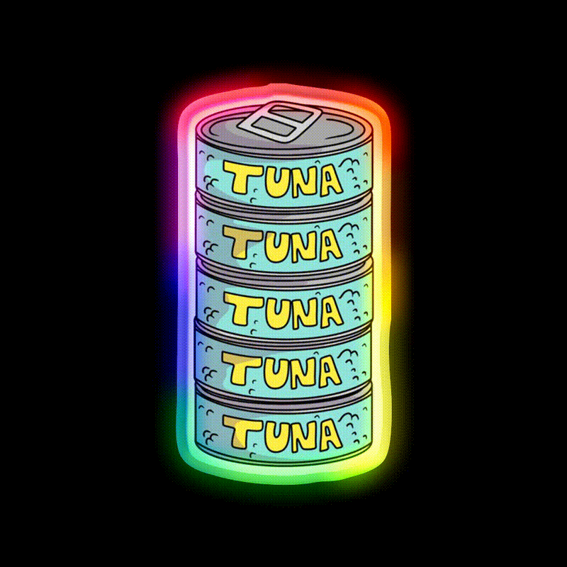 Tuna Cans Gym Fitness Led Neon Sign Rgb Color - LED neon sign close-up detail