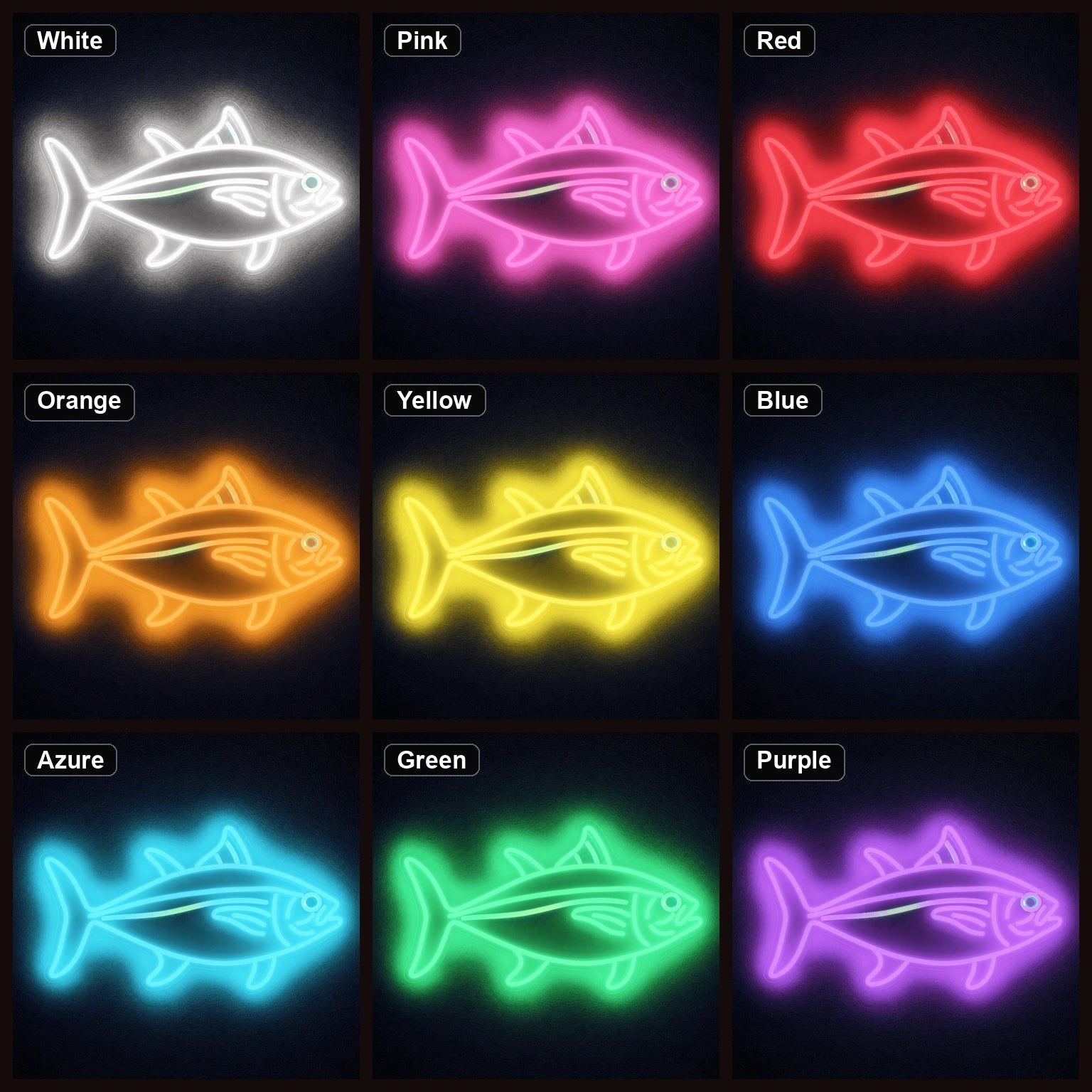 Tuna Fish LED Neon Sign color grid
