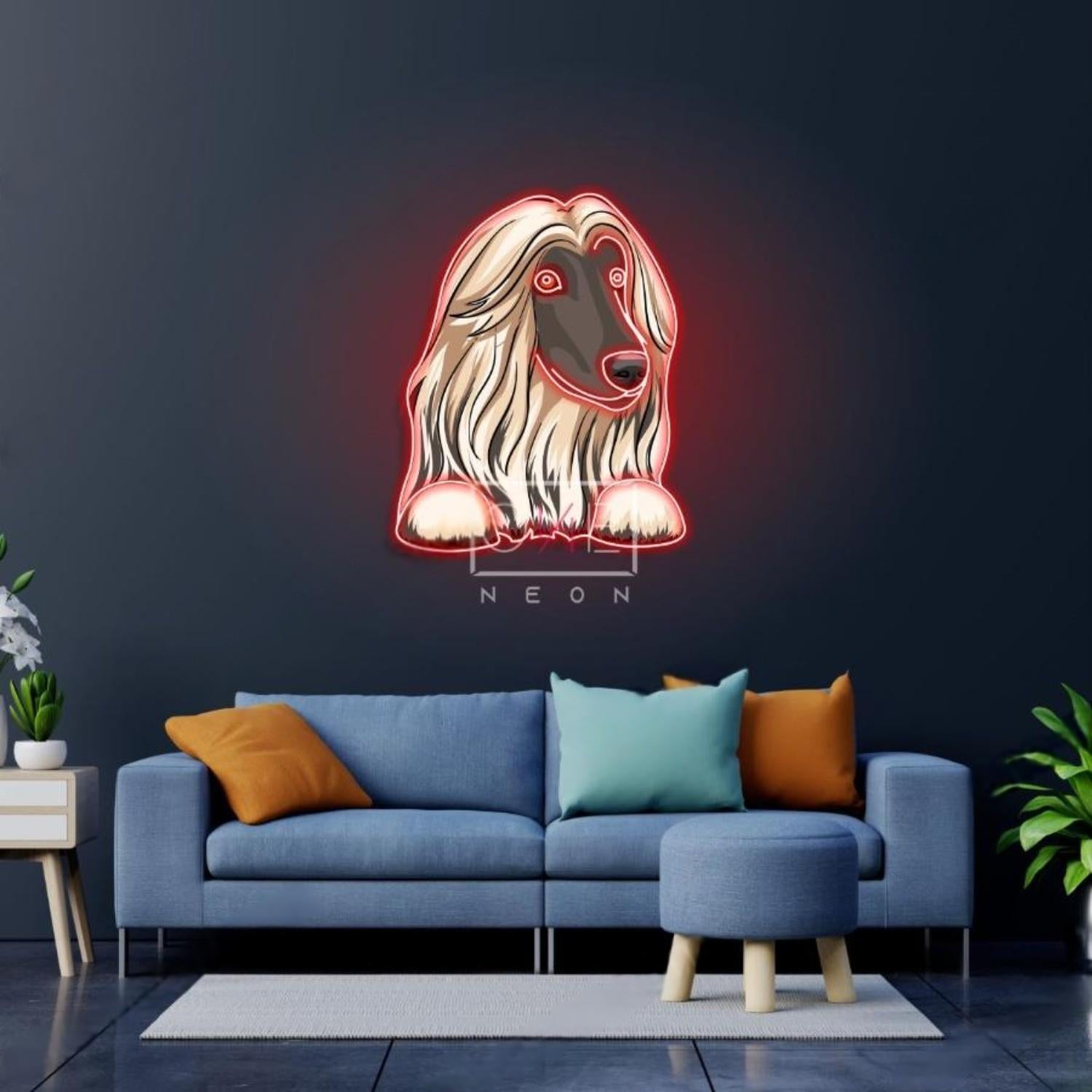 Turquoise Afghan Hound Peeking Led Neon Sign Modern Home Decor Art | Shineneon