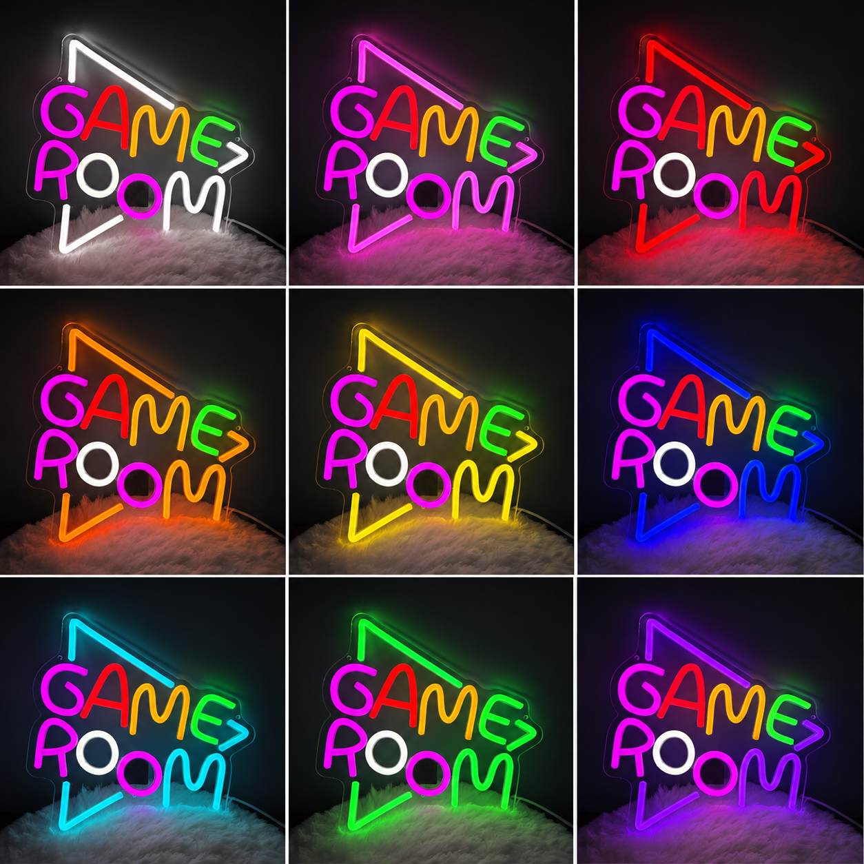 Turquoise Game Room Retro LED Neon Sign color grid