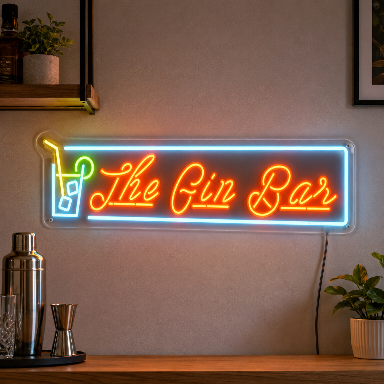 Turquoise Gin Wall Decor LED Neon Sign main product image