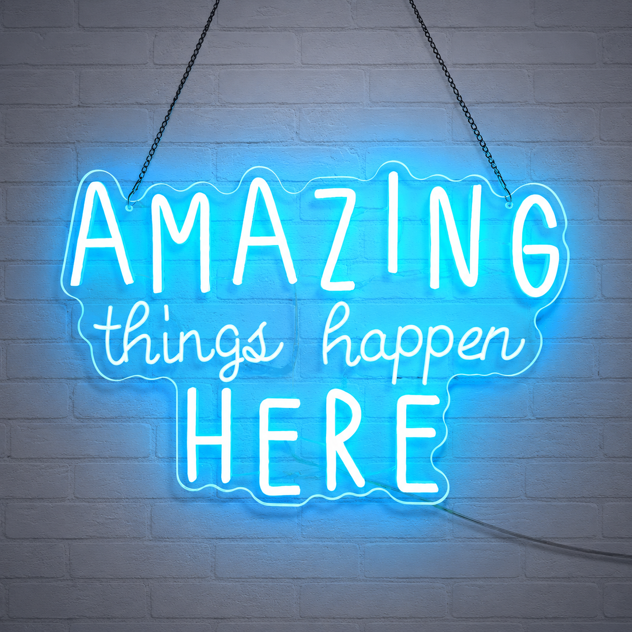 Turquoise Good Vibes Script Bedroom Square LED Neon Sign main product image