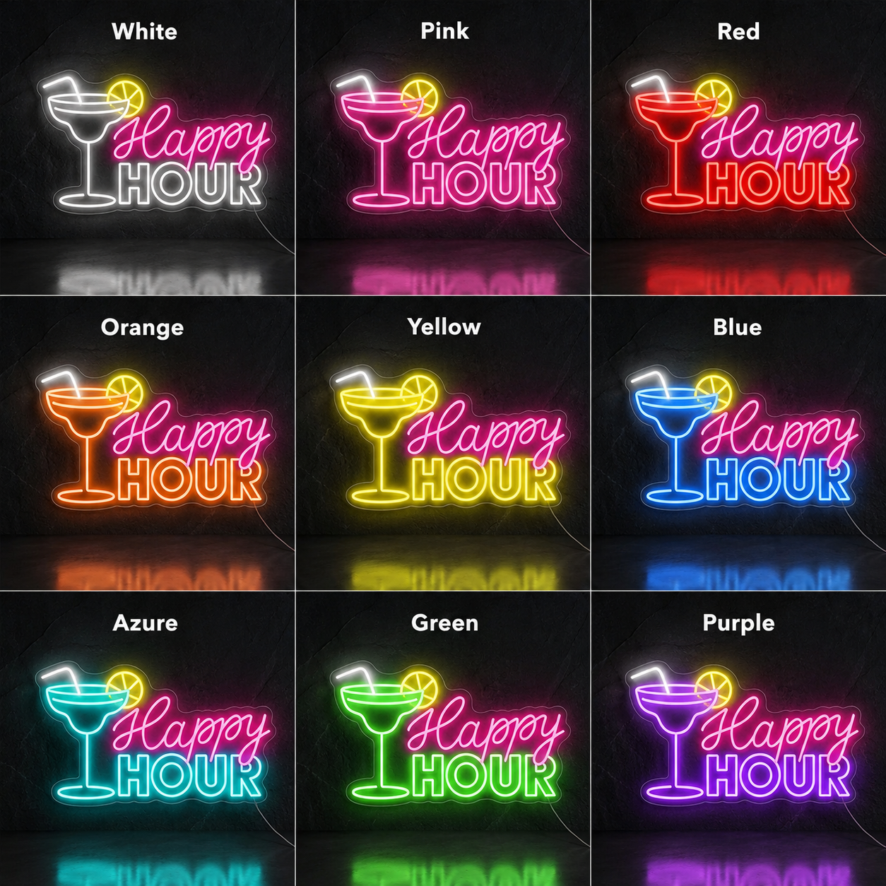 Turquoise Good Vibes Script Home Lounge LED Neon Sign color grid