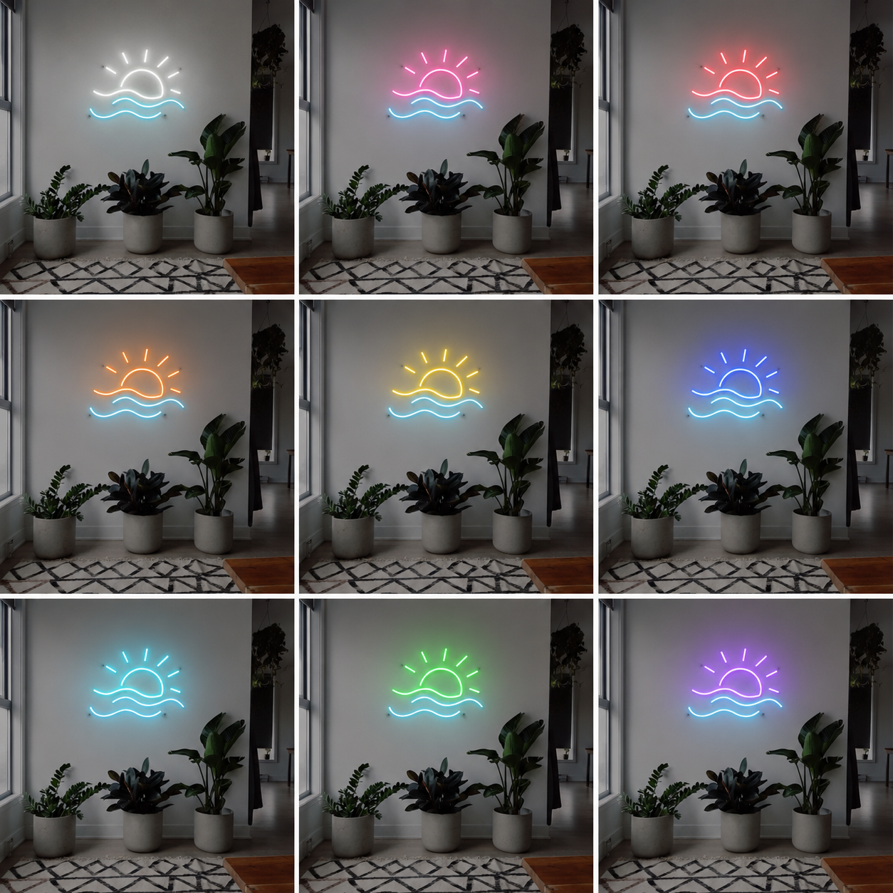 Turquoise Living Room Wall Art LED Neon Sign color grid