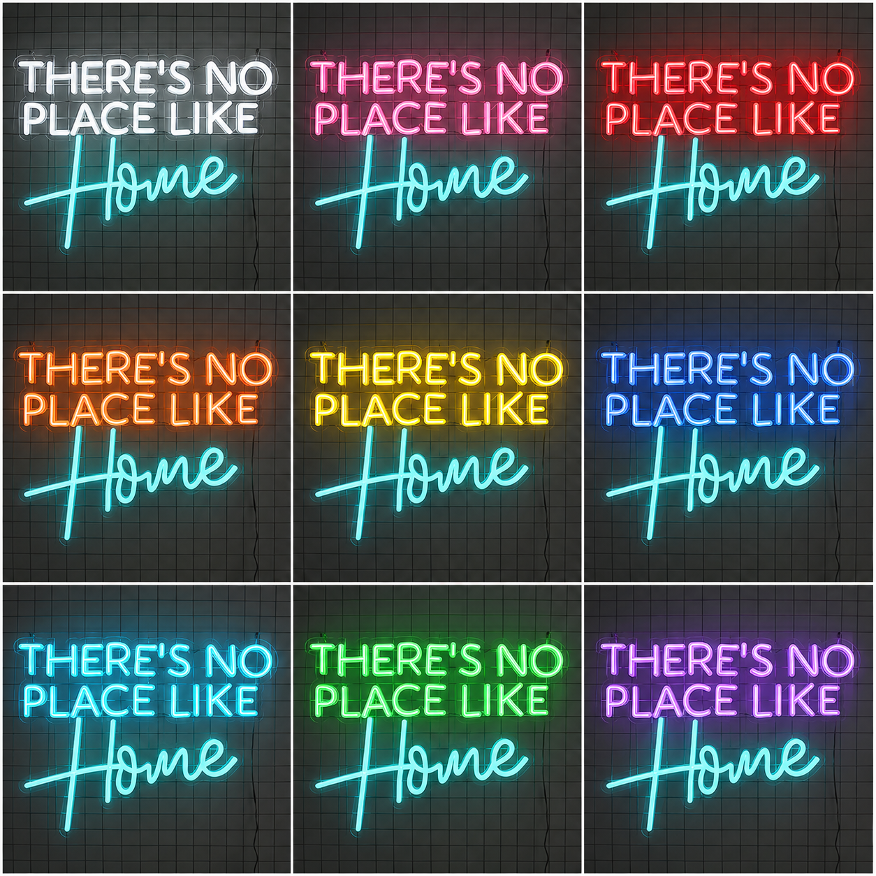 Turquoise Place Like Wall Decor LED Neon Sign color grid
