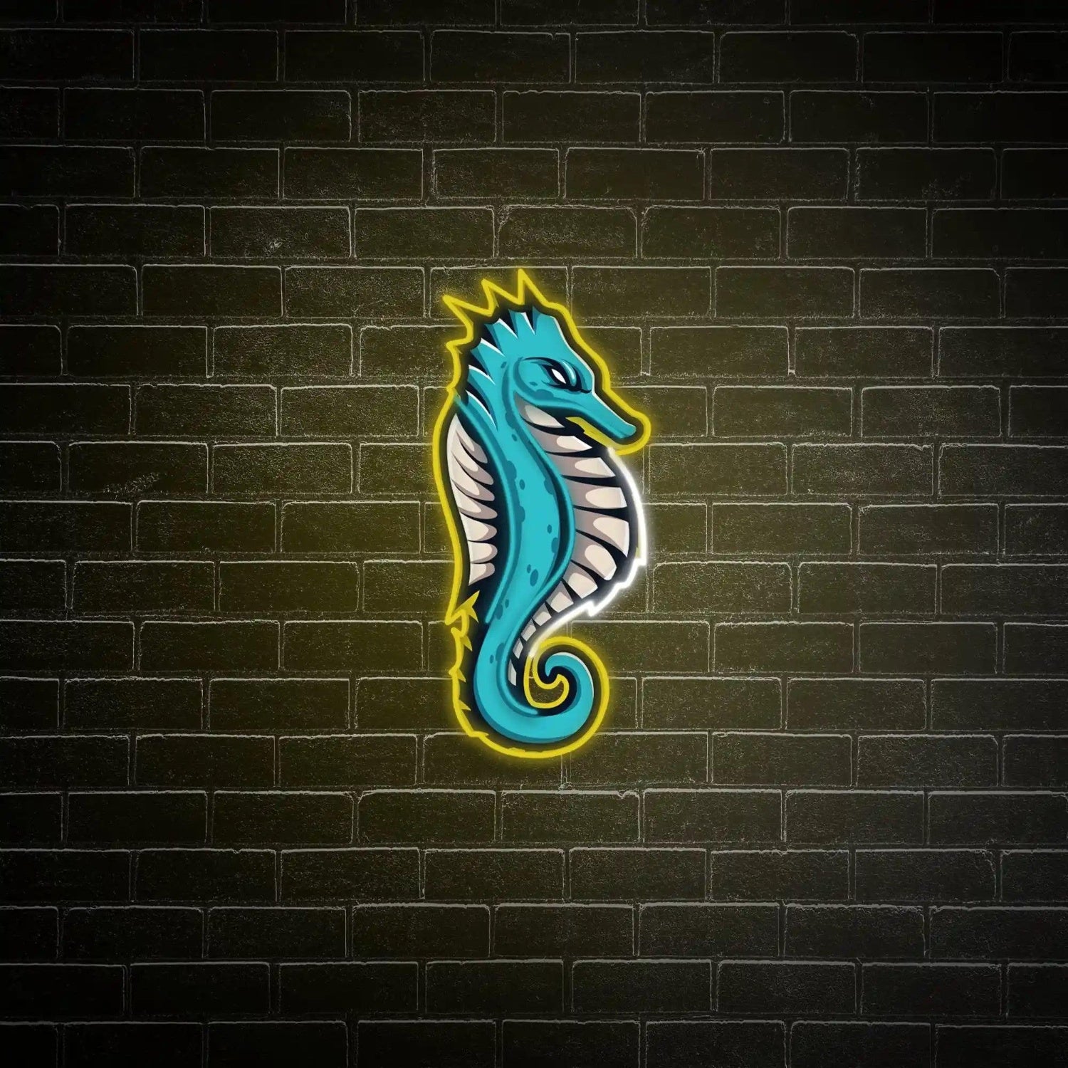 Turquoise-Yellow Cartoon Seahorse Led Neon Sign For Ocean-Themed Home Bar Decor | Shineneon