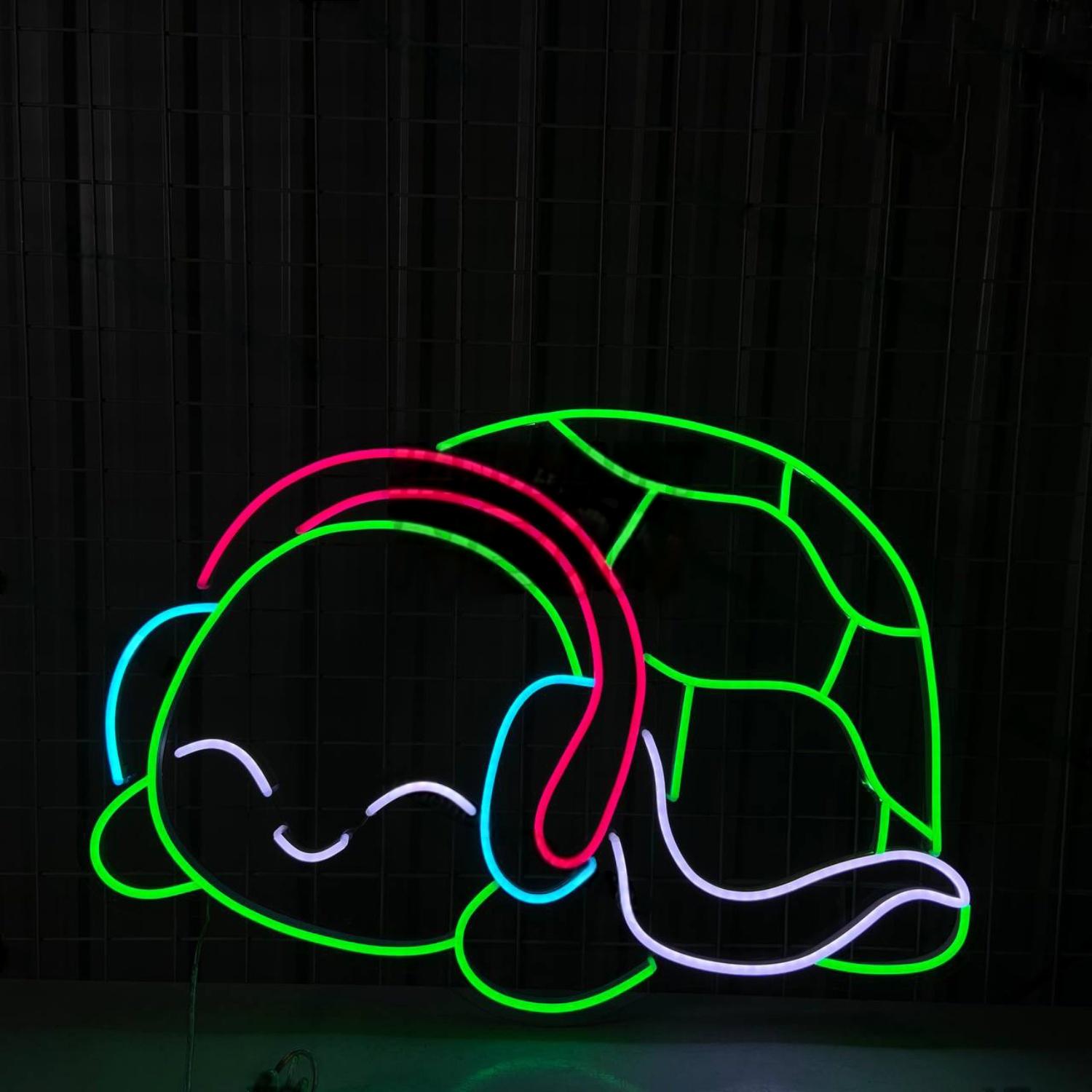 Turtle Listening Music Led Sign For Kid Room Bedroom Wall Art | Shineneon