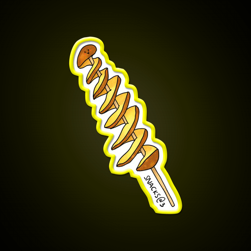 Twisting Tornado Potato Snack Food Led Neon Sign Rgb Color - Custom LED neon sign front view