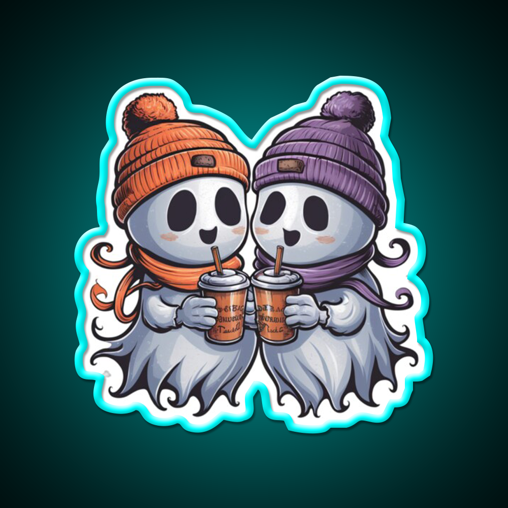 Two Ghosts White Coffee Cafe Led Neon Sign Espresso Bar Art Rgb Color