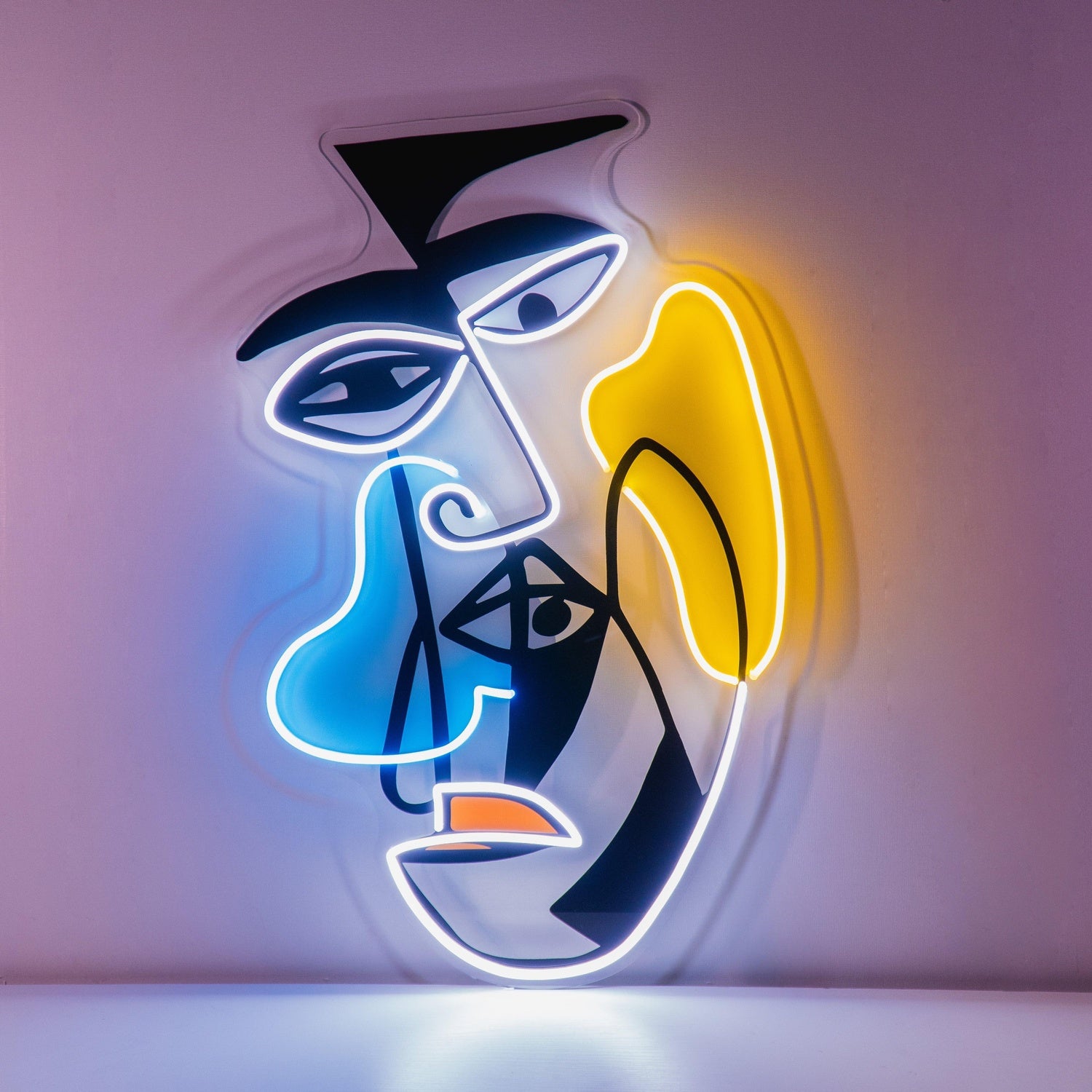 Two Grumpy Abstract Faces Multi-Color Uv Printed Led Neon Sign For Indoor Decor | Shineneon