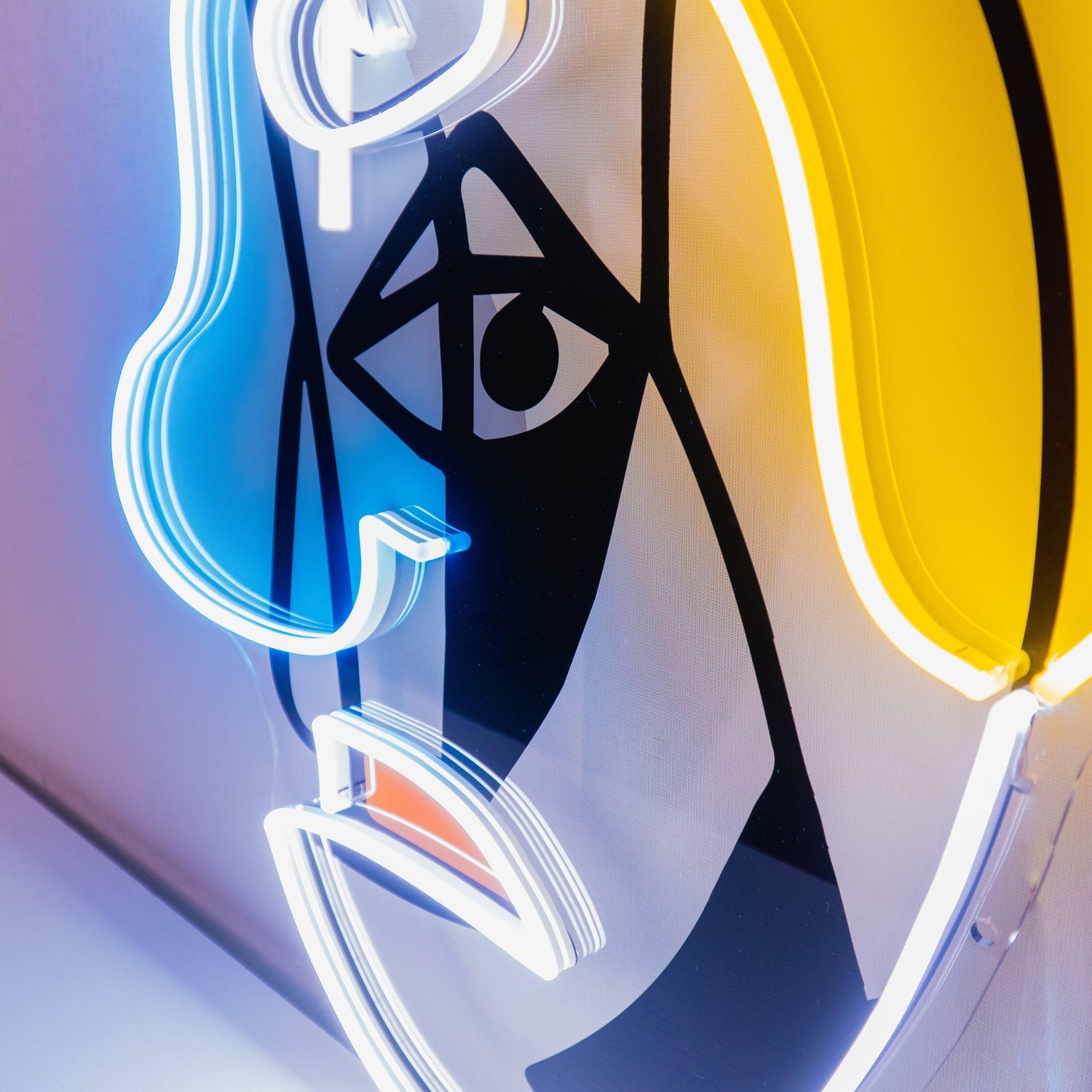 Two Grumpy Abstract Faces Multi-Color Uv Printed Led Neon Sign For Indoor Decor | Shineneon