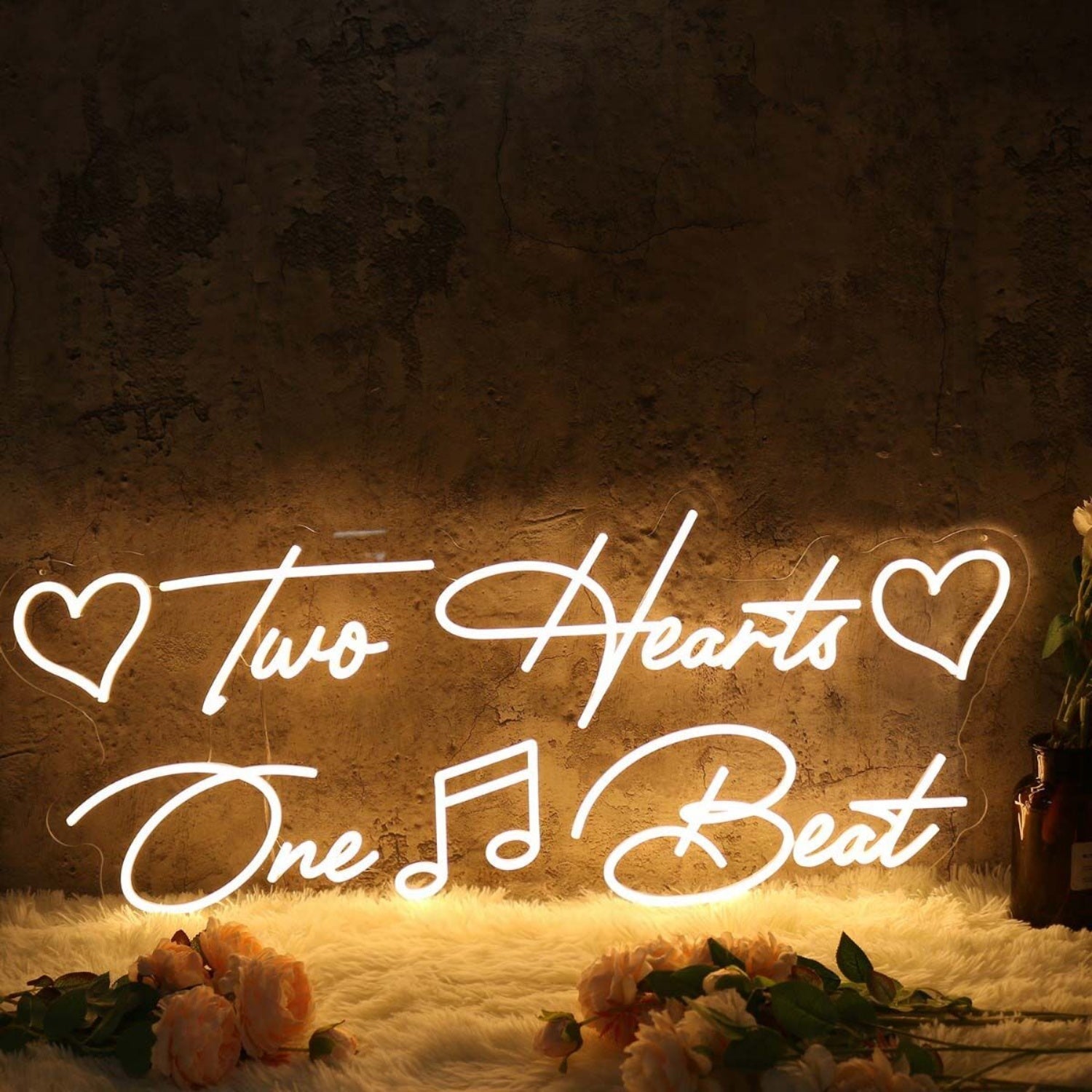 Two Hearts One Beat Yellow Led Neon Sign - Shineneon