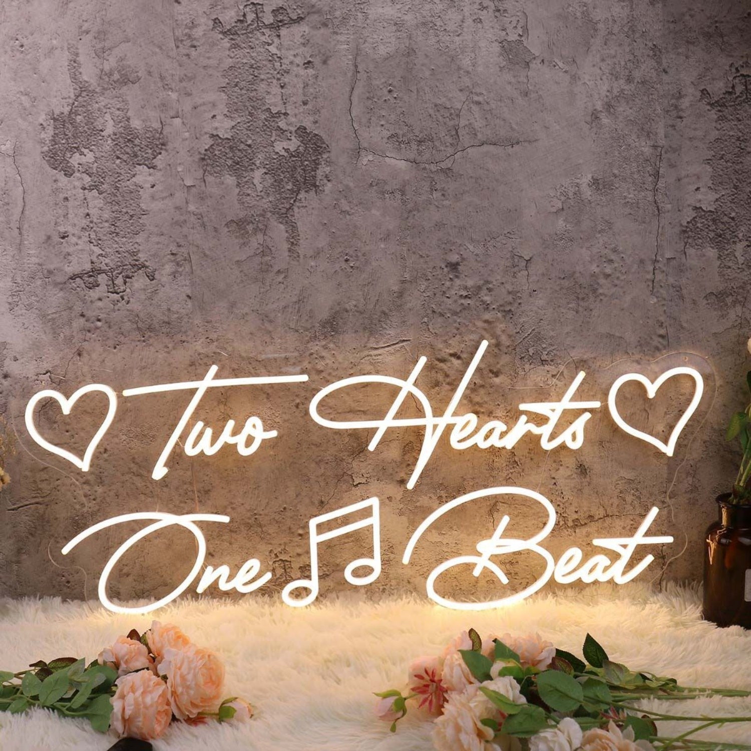 Two Hearts One Beat Yellow Led Neon Sign - Shineneon