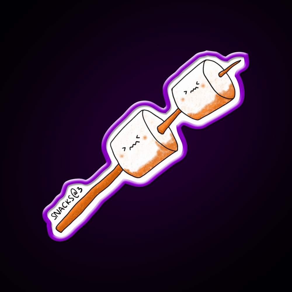 Two Marshmallows On Stick Snack Food Led Neon Sign Rgb Color - Shineneon