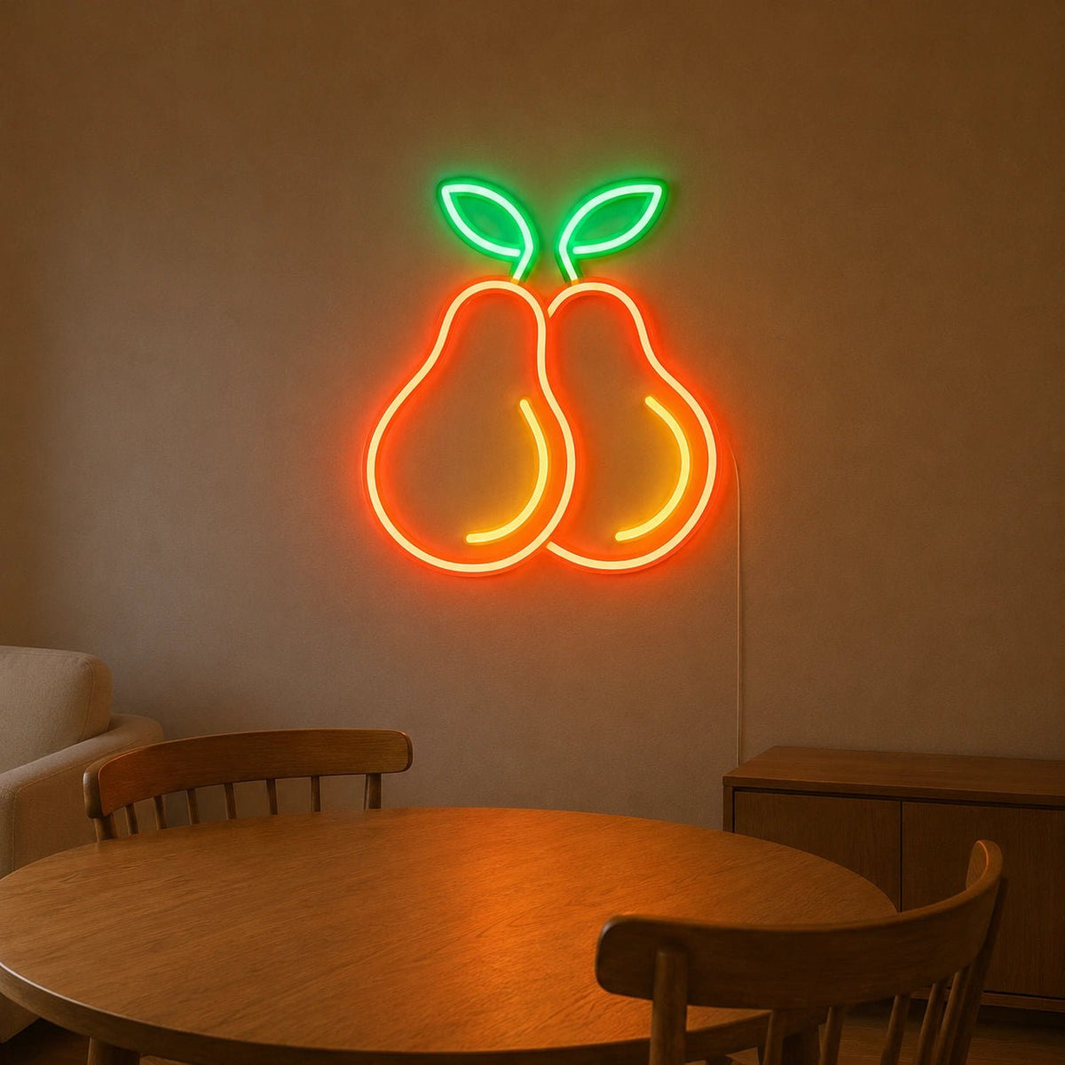 Two Pears With Leaves LED Neon Sign - Shineneon