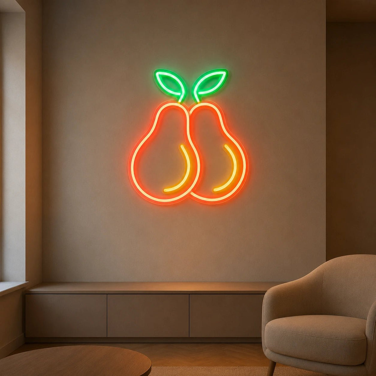 Two Pears With Leaves LED Neon Sign - Shineneon