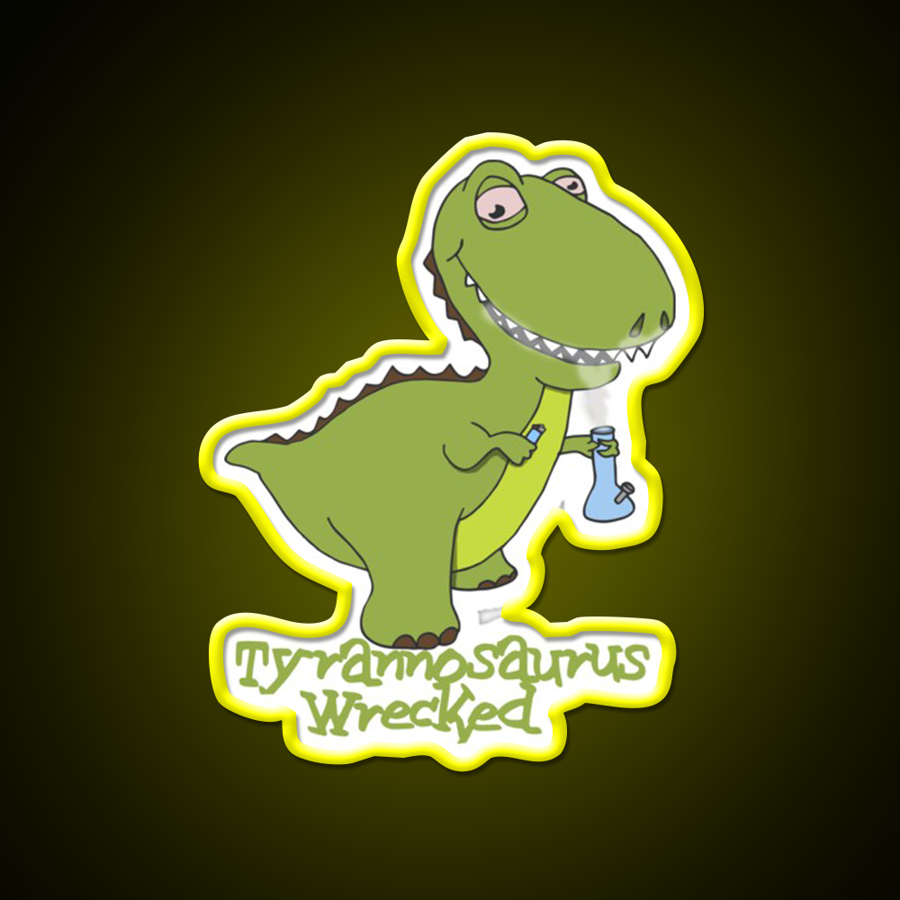 Tyrannosaurus Wrecked Hemp Inspired Green Leaf Led Neon Sign Rgb Color - LED neon sign view 7